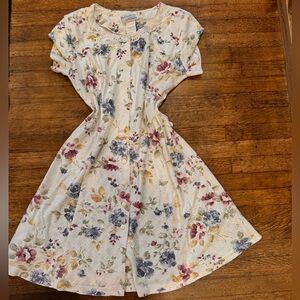 Vintage 90s Floral Short Sleeve Dress With Tie Back